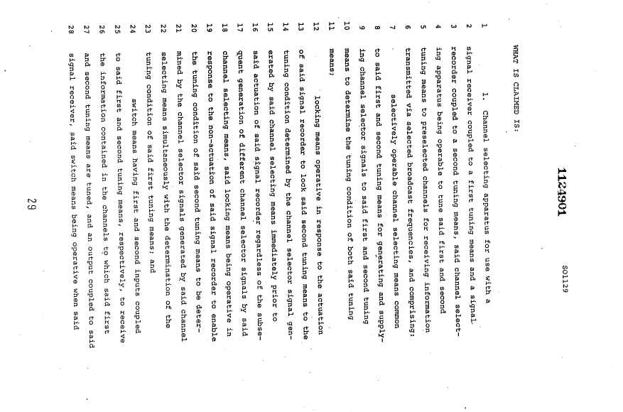 Document de brevet canadien 1124901. Revendications 19940218. Image 1 de 5
