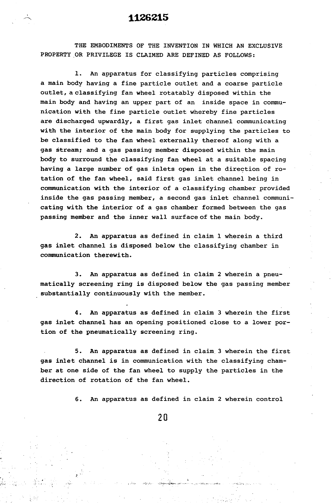 Document de brevet canadien 1126215. Revendications 19940217. Image 1 de 2