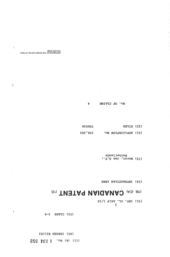 Document de brevet canadien 1134552. Page couverture 19931223. Image 1 de 1