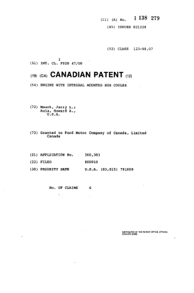 Canadian Patent Document 1138279. Cover Page 19940228. Image 1 of 1