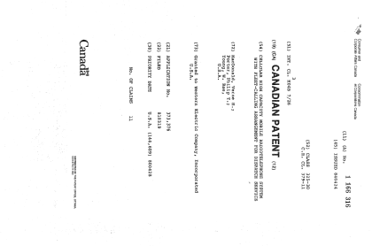 Document de brevet canadien 1166316. Page couverture 19921207. Image 1 de 1