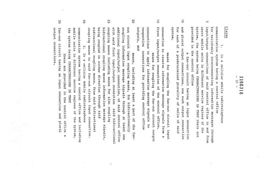 Document de brevet canadien 1166316. Revendications 19921207. Image 1 de 5