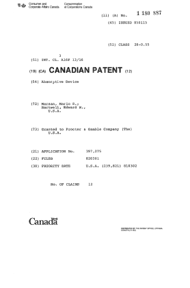 Document de brevet canadien 1180887. Page couverture 19931109. Image 1 de 1
