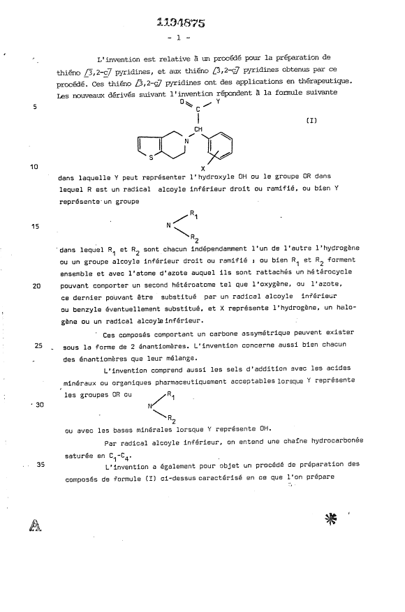 Document de brevet canadien 1194875. Description 19921218. Image 1 de 15