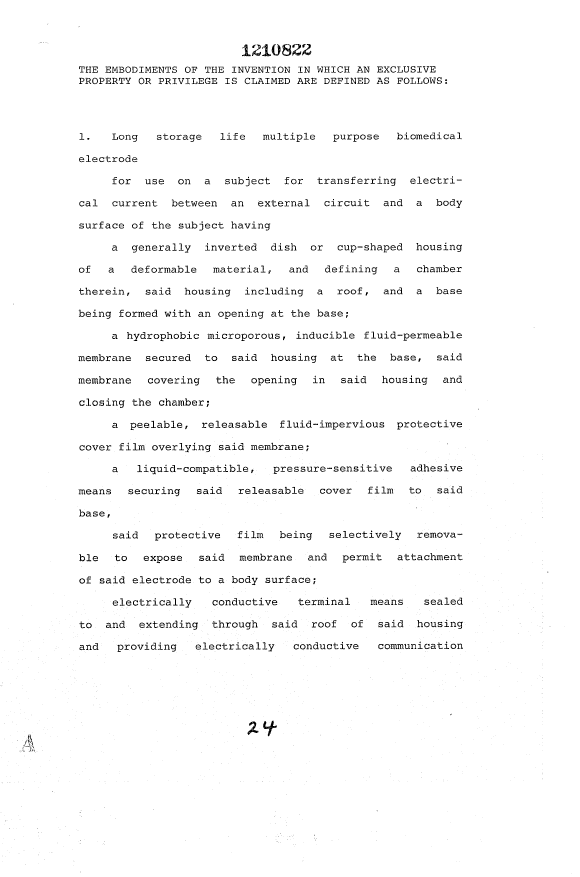 Document de brevet canadien 1210822. Revendications 19930707. Image 1 de 8