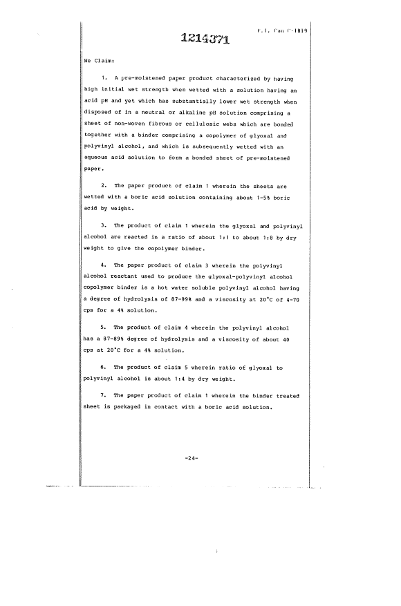 Document de brevet canadien 1214371. Revendications 19930707. Image 1 de 3