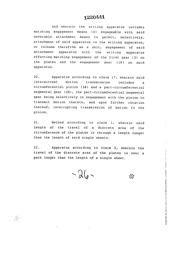 Document de brevet canadien 1220441. Revendications 19930927. Image 10 de 10