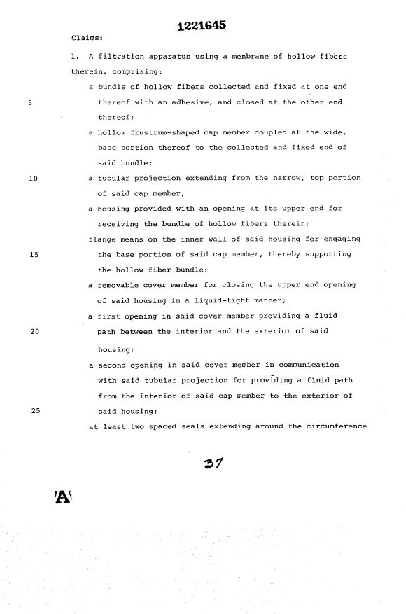 Document de brevet canadien 1221645. Revendications 19930917. Image 1 de 4