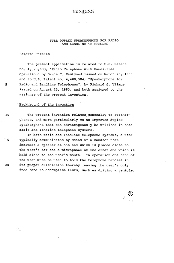 Canadian Patent Document 1234235. Description 19930803. Image 1 of 18