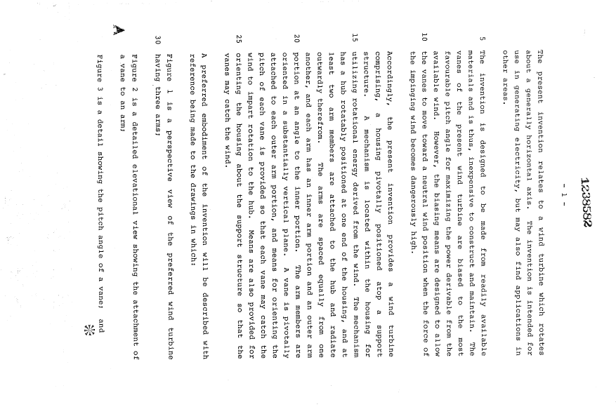 Canadian Patent Document 1238582. Description 19930930. Image 1 of 5