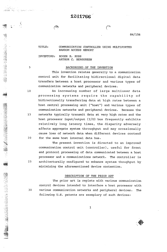 Document de brevet canadien 1241766. Description 19930930. Image 1 de 28