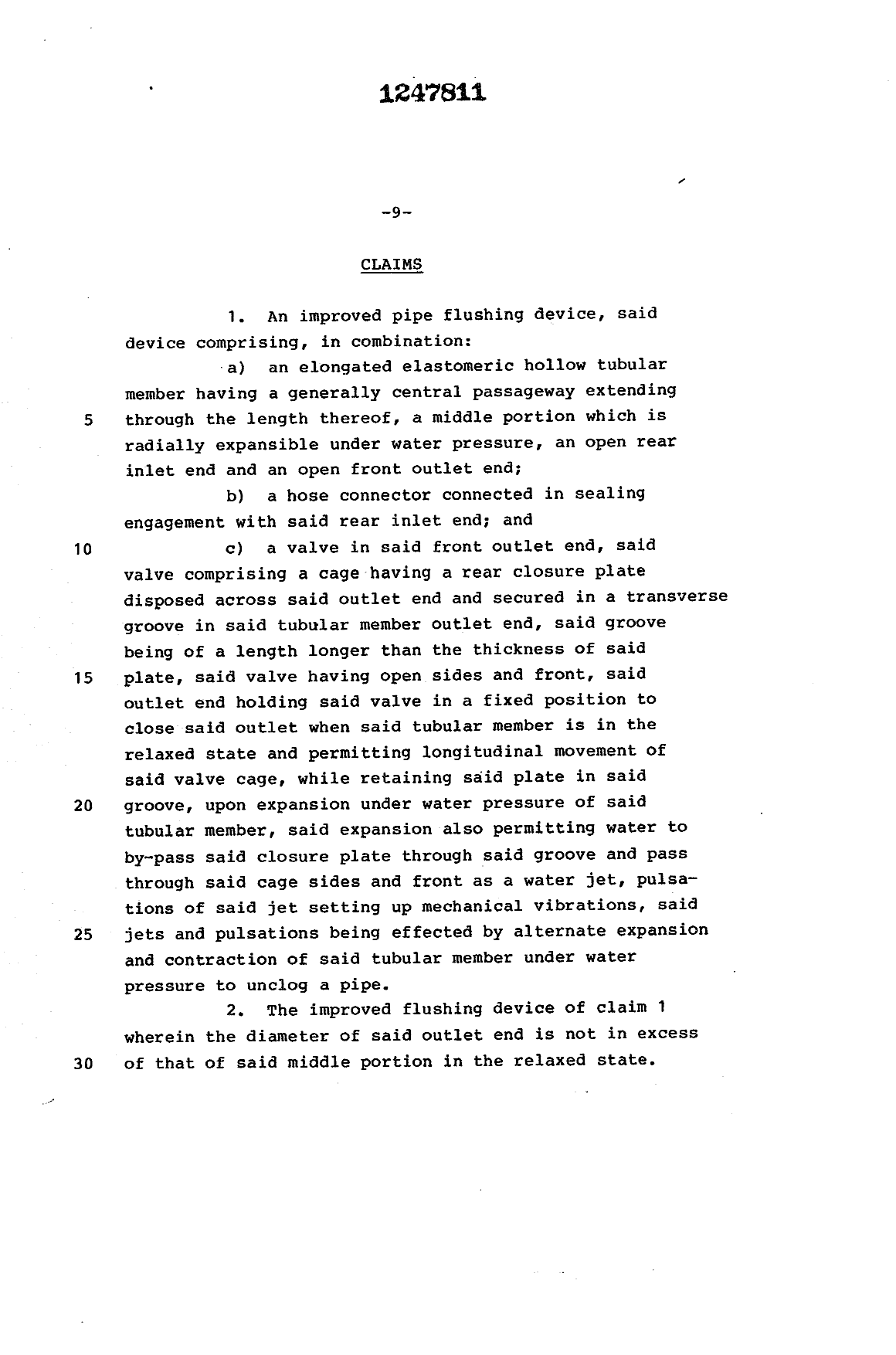 Document de brevet canadien 1247811. Revendications 19930825. Image 1 de 2