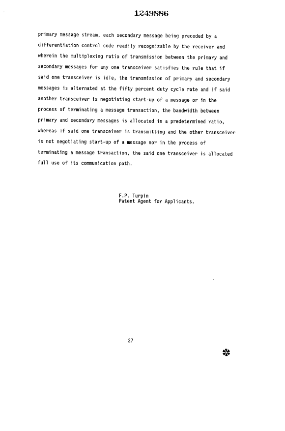 Document de brevet canadien 1249886. Revendications 19921225. Image 5 de 5