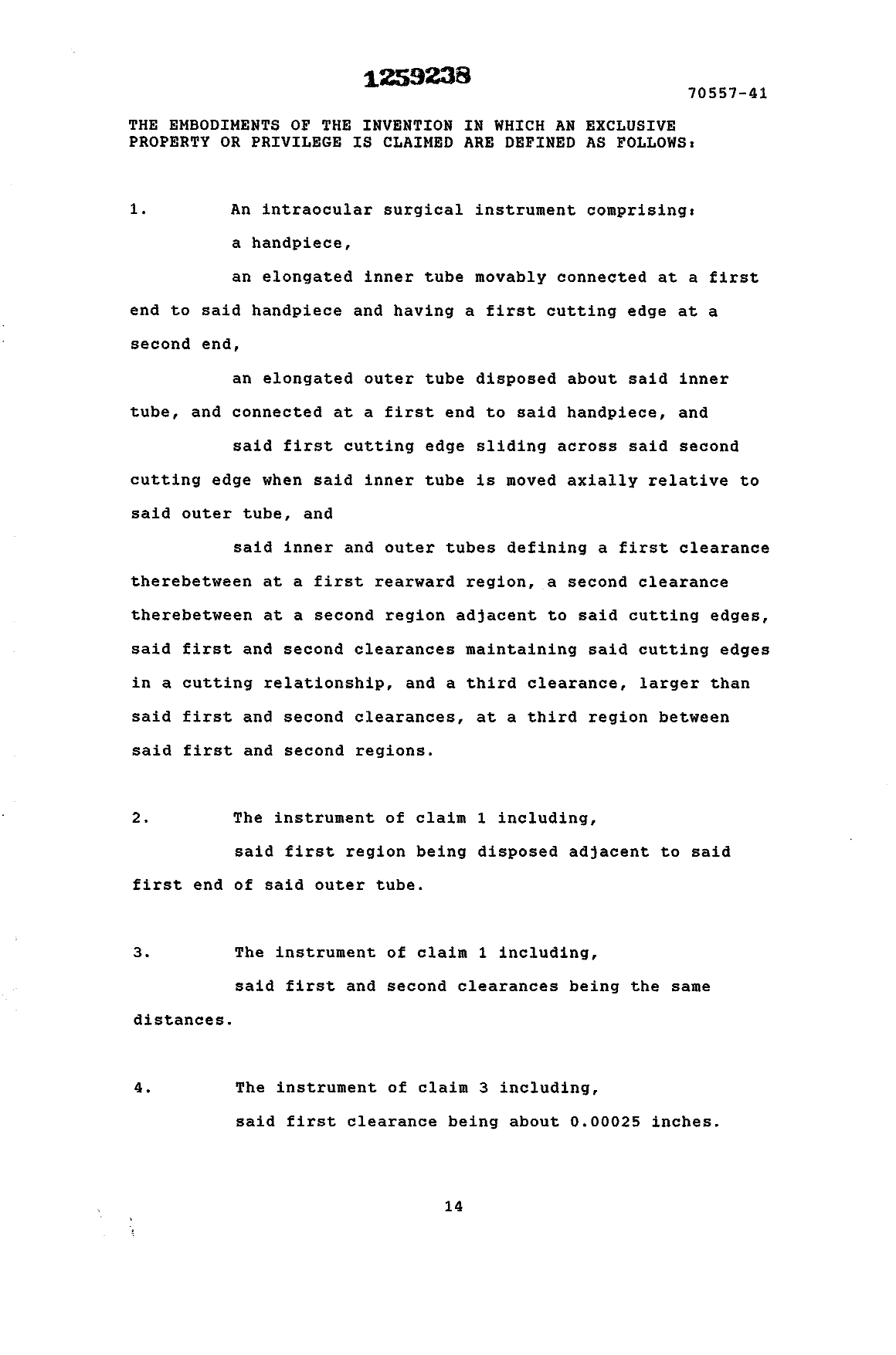 Document de brevet canadien 1259238. Revendications 19930913. Image 1 de 7