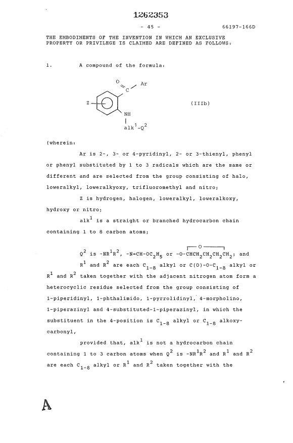 Document de brevet canadien 1262353. Revendications 19930914. Image 1 de 5