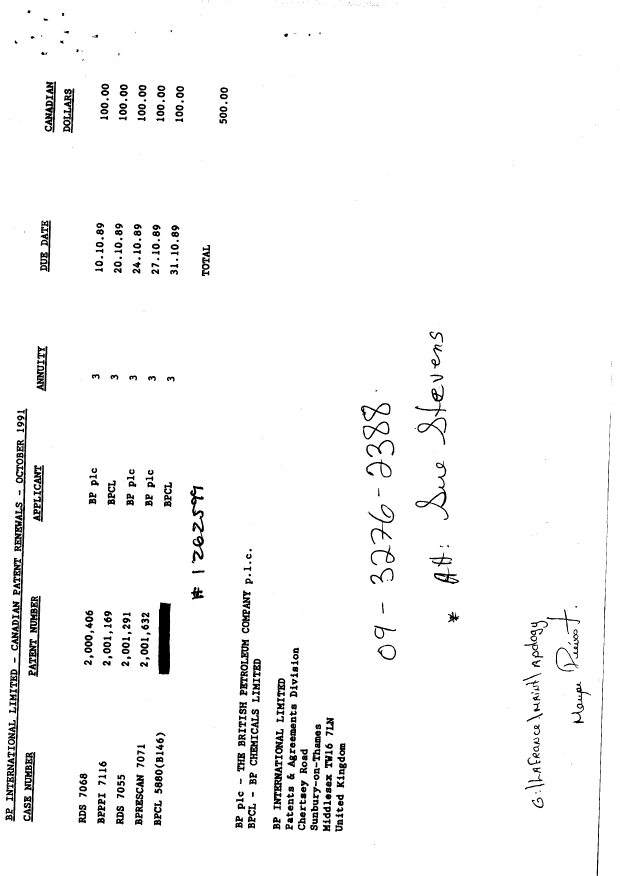 Canadian Patent Document 1262599. Fees 19910812. Image 1 of 2