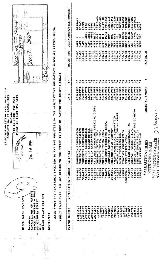 Canadian Patent Document 1264204. Fees 19941216. Image 1 of 1