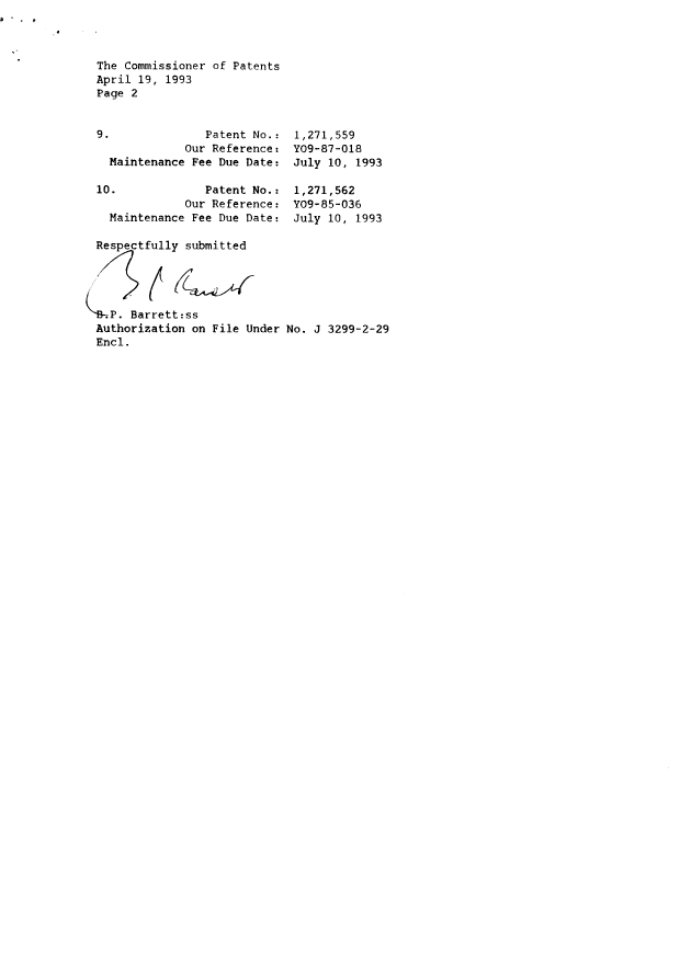 Document de brevet canadien 1271564. Taxes 19930428. Image 2 de 2