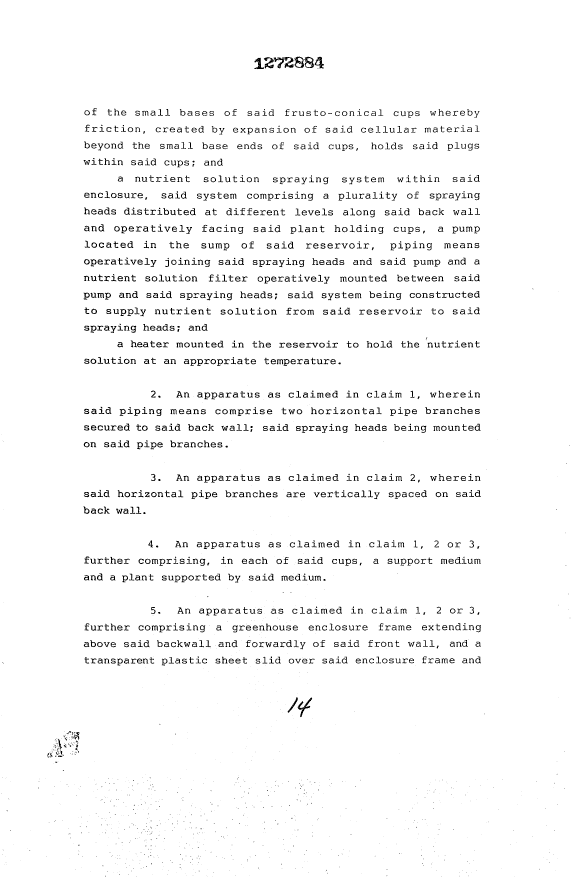 Document de brevet canadien 1272884. Revendications 19931008. Image 2 de 3