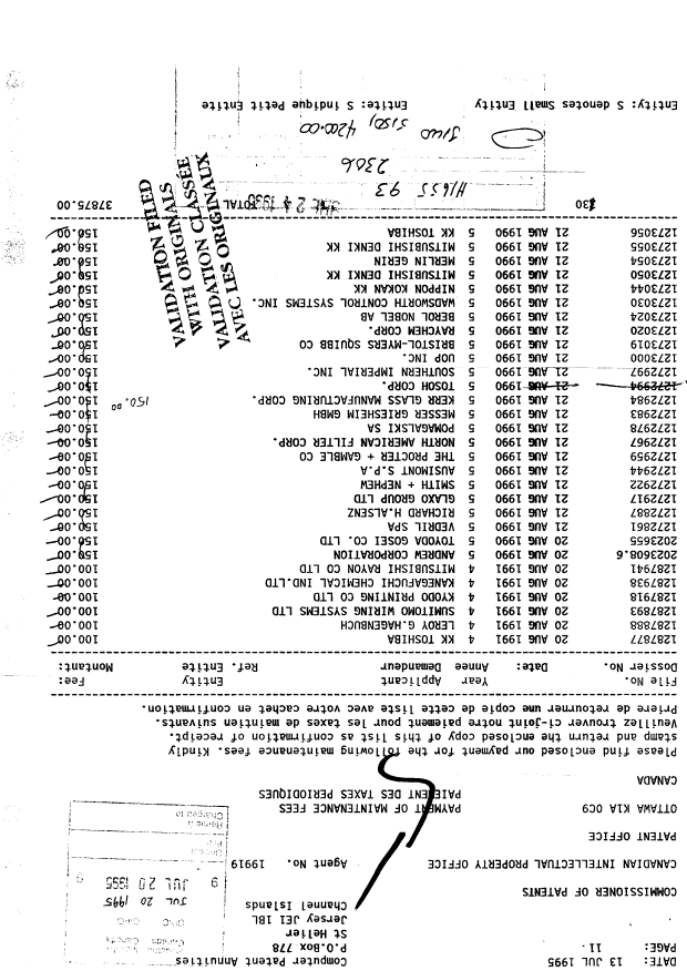 Canadian Patent Document 1272984. Fees 19950720. Image 1 of 1