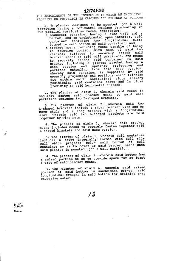 Document de brevet canadien 1274690. Revendications 19931013. Image 1 de 3