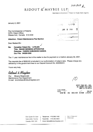 Document de brevet canadien 1278620. Taxes 20010102. Image 1 de 1