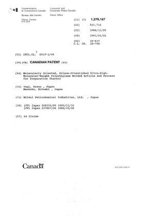 Document de brevet canadien 1279167. Page couverture 19931015. Image 1 de 1
