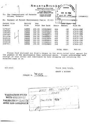 Document de brevet canadien 1279167. Taxes 19941121. Image 1 de 1