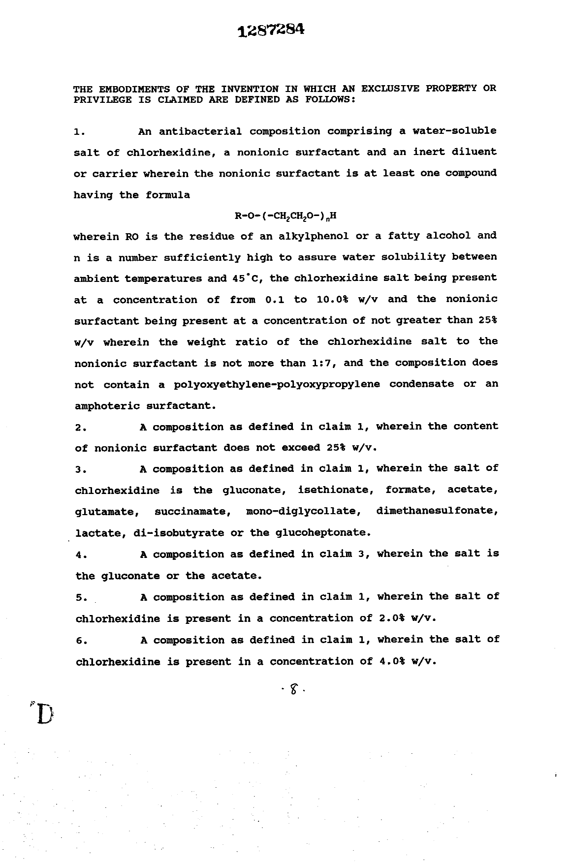 Document de brevet canadien 1287284. Revendications 19931021. Image 1 de 2