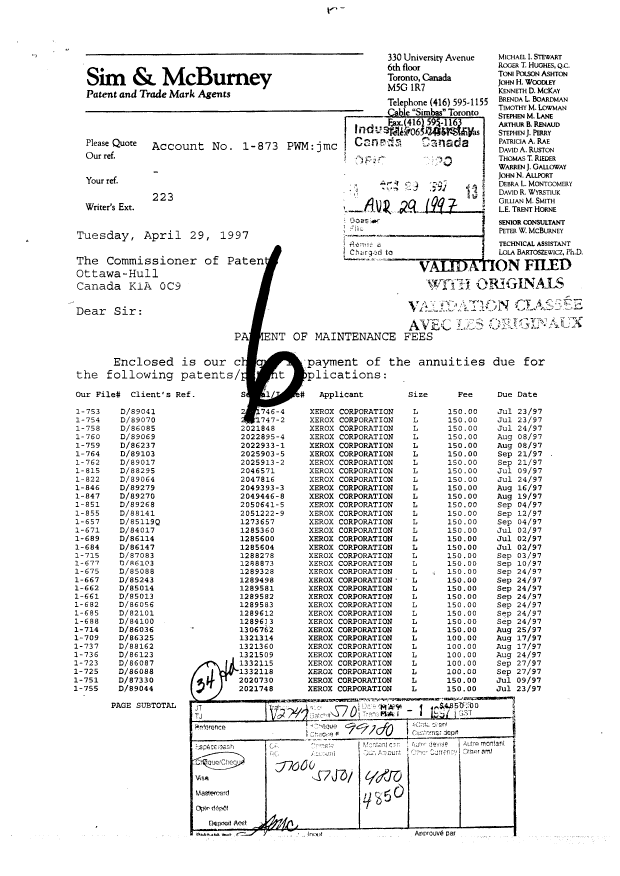 Document de brevet canadien 1288873. Taxes 19970429. Image 1 de 1