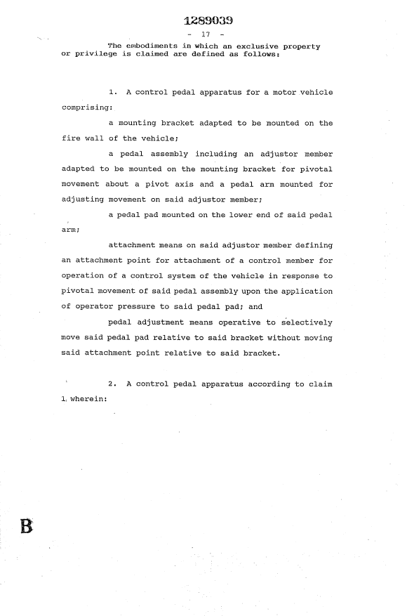 Document de brevet canadien 1289039. Revendications 19931022. Image 1 de 7