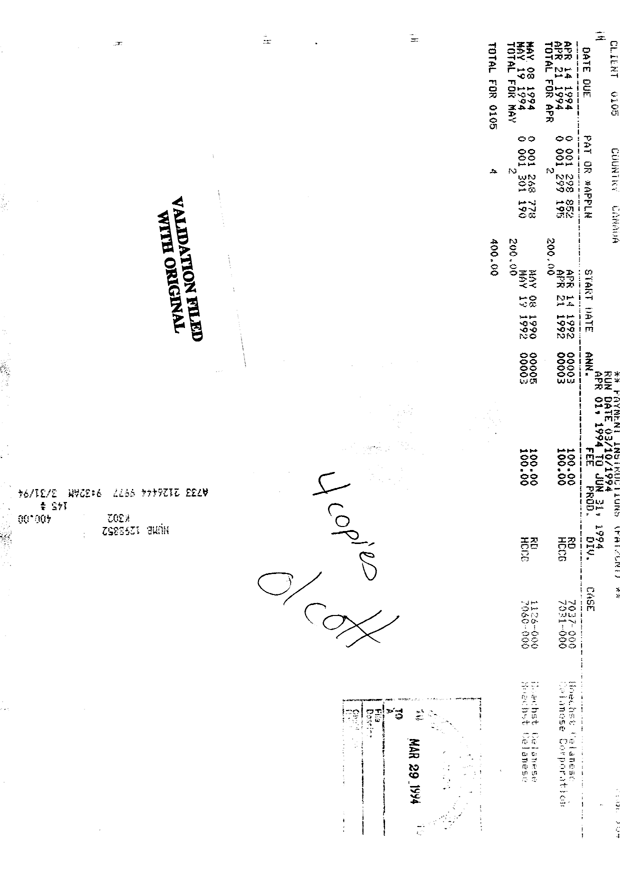 Document de brevet canadien 1299195. Taxes 19940329. Image 1 de 1