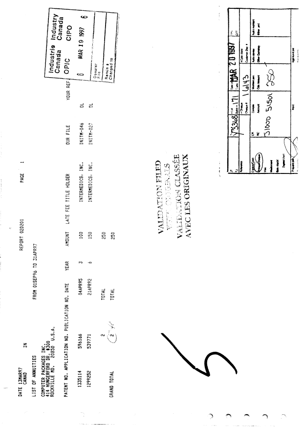 Document de brevet canadien 1299252. Taxes 19970319. Image 1 de 1