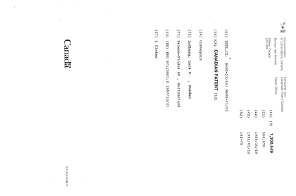 Document de brevet canadien 1300549. Page couverture 19921230. Image 1 de 1