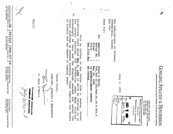 Canadian Patent Document 1301312. Prosecution Correspondence 19900704. Image 1 of 2