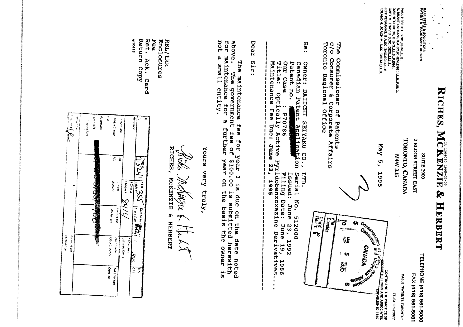 Document de brevet canadien 1304080. Taxes 19941205. Image 1 de 1