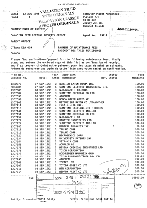 Document de brevet canadien 1307086. Taxes 19950812. Image 1 de 1