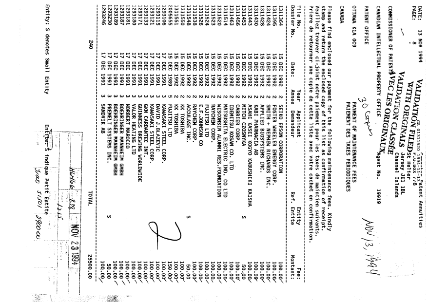 Document de brevet canadien 1311520. Taxes 19941113. Image 1 de 1