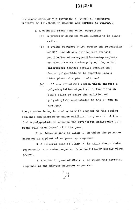 Document de brevet canadien 1313830. Revendications 19921210. Image 1 de 5