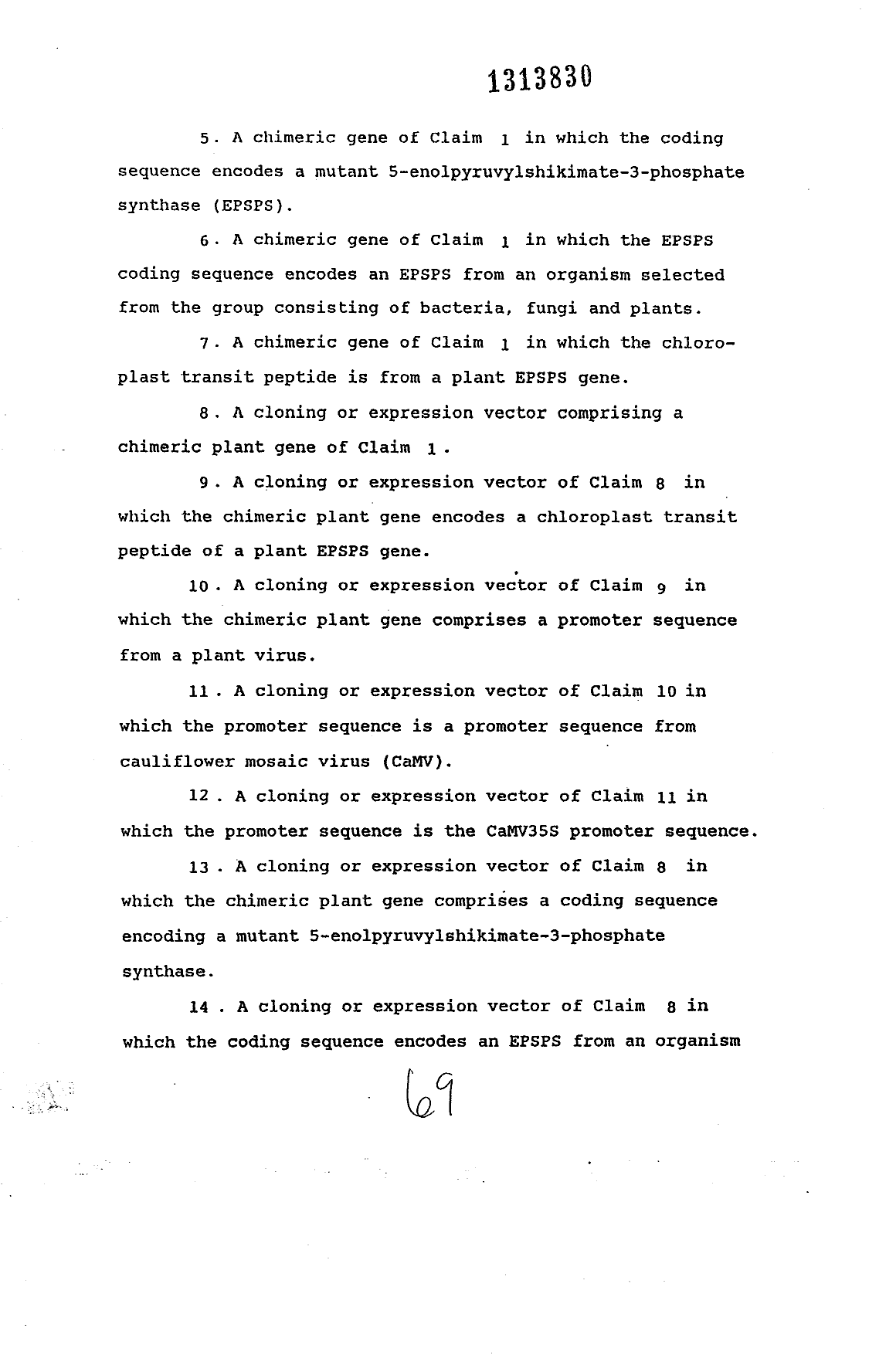 Document de brevet canadien 1313830. Revendications 19921210. Image 2 de 5