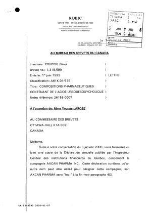 Document de brevet canadien 1318590. Correspondance reliée au PCT 20000107. Image 1 de 3