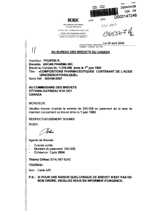 Document de brevet canadien 1318590. Taxes 20040428. Image 1 de 1