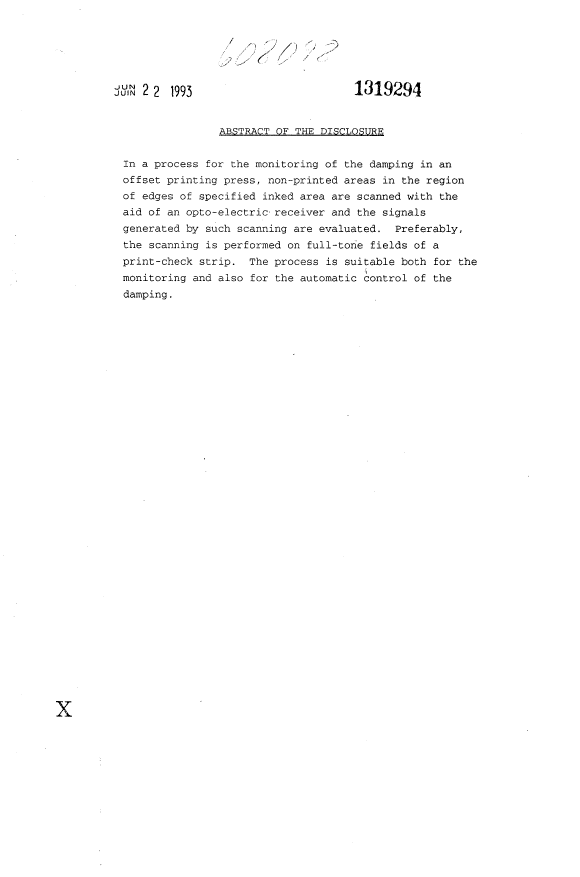 Canadian Patent Document 1319294. Abstract 19931117. Image 1 of 1