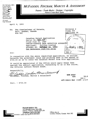 Canadian Patent Document 1319433. PCT Correspondence 19930406. Image 1 of 1