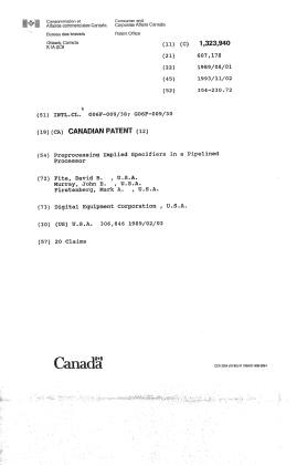 Document de brevet canadien 1323940. Page couverture 19940716. Image 1 de 1
