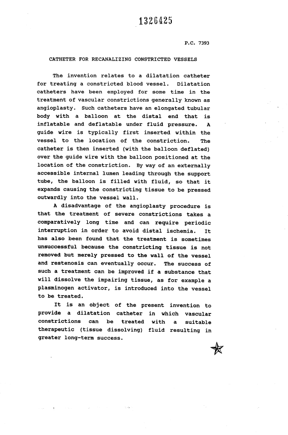 Canadian Patent Document 1326425. Description 19940721. Image 1 of 4