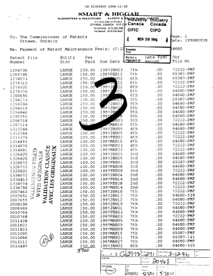 Document de brevet canadien 1326425. Taxes 19961128. Image 1 de 1