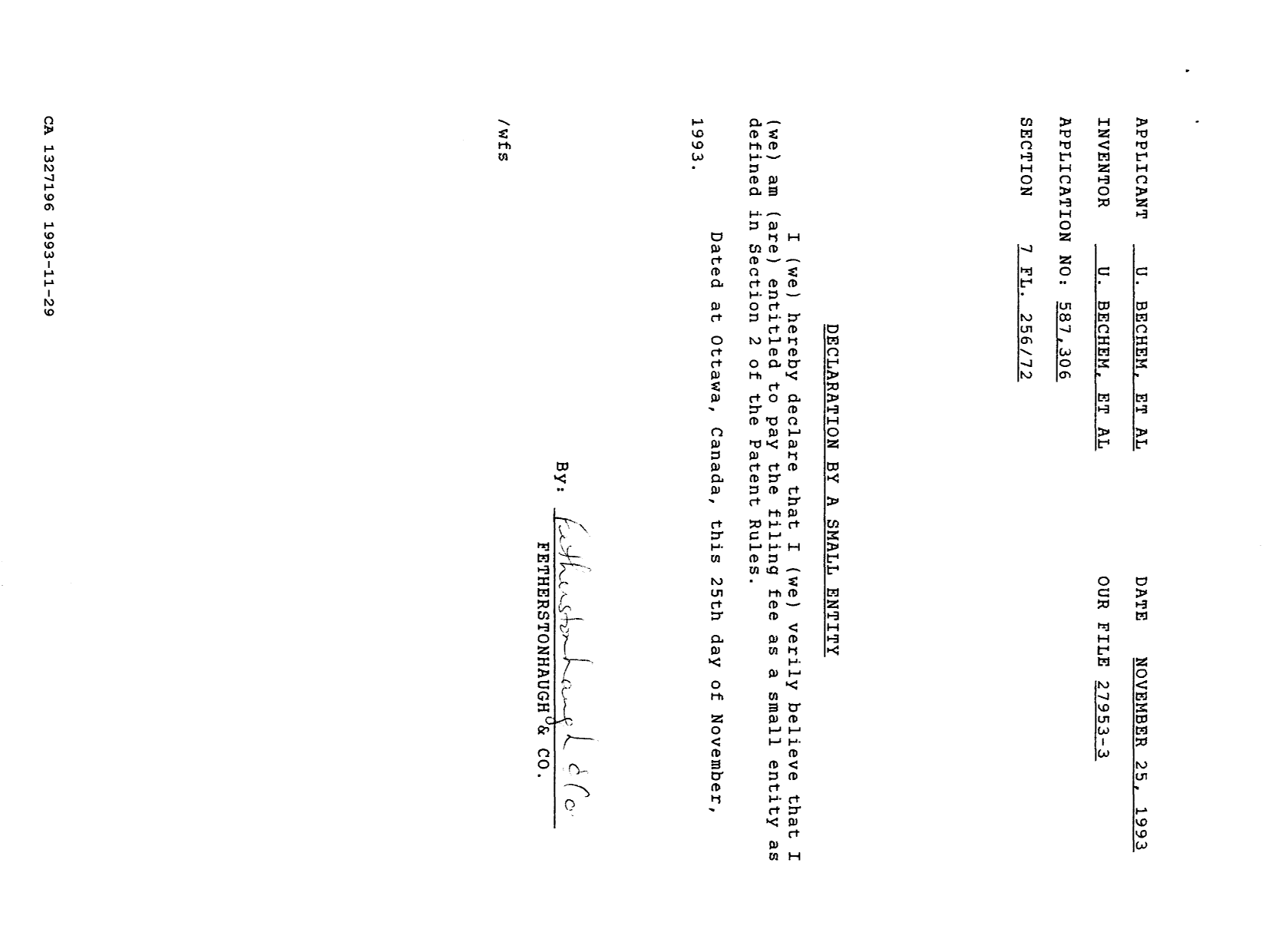 Canadian Patent Document 1327196. PCT Correspondence 19931129. Image 2 of 2