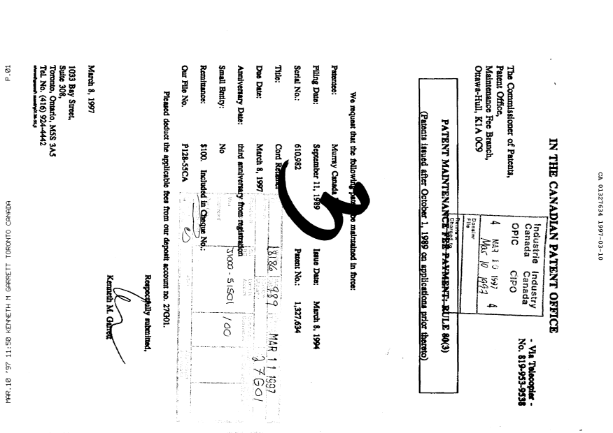 Document de brevet canadien 1327634. Taxes 19970310. Image 1 de 1