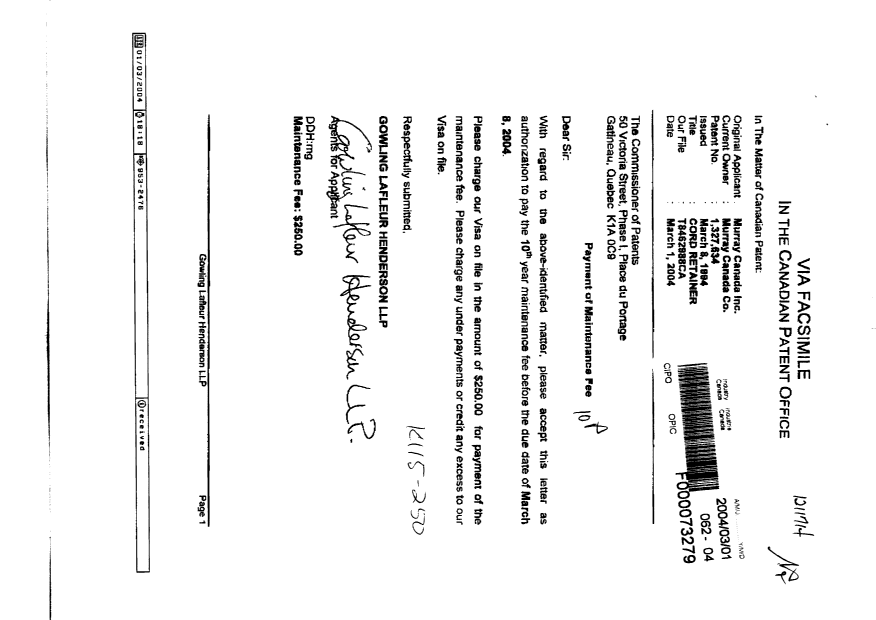 Document de brevet canadien 1327634. Taxes 20040301. Image 1 de 1